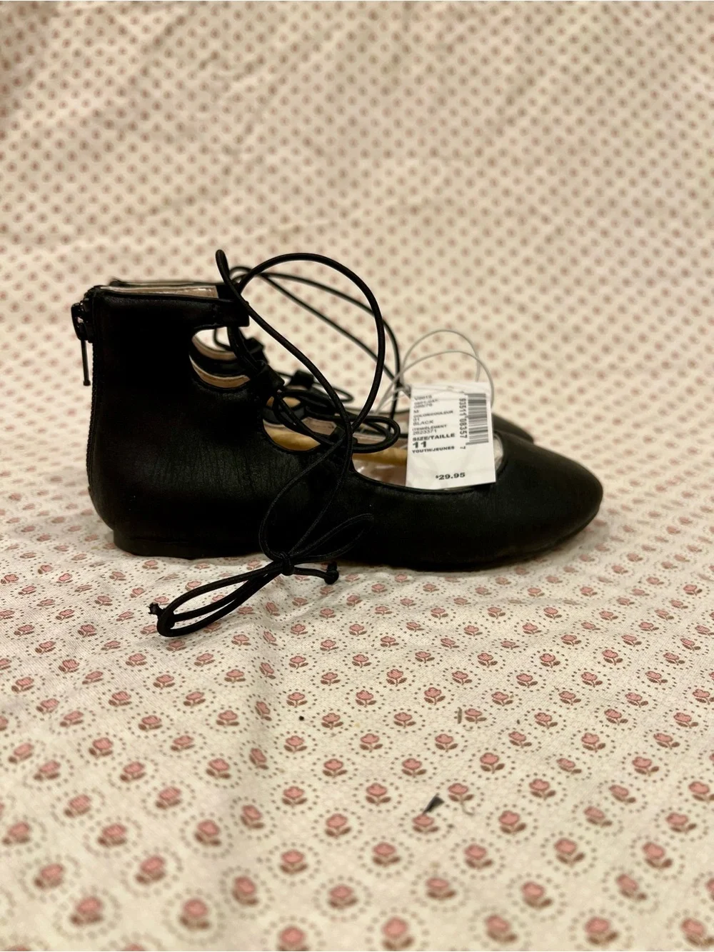 The Children's Place Black Lace-Up Ballet Flats